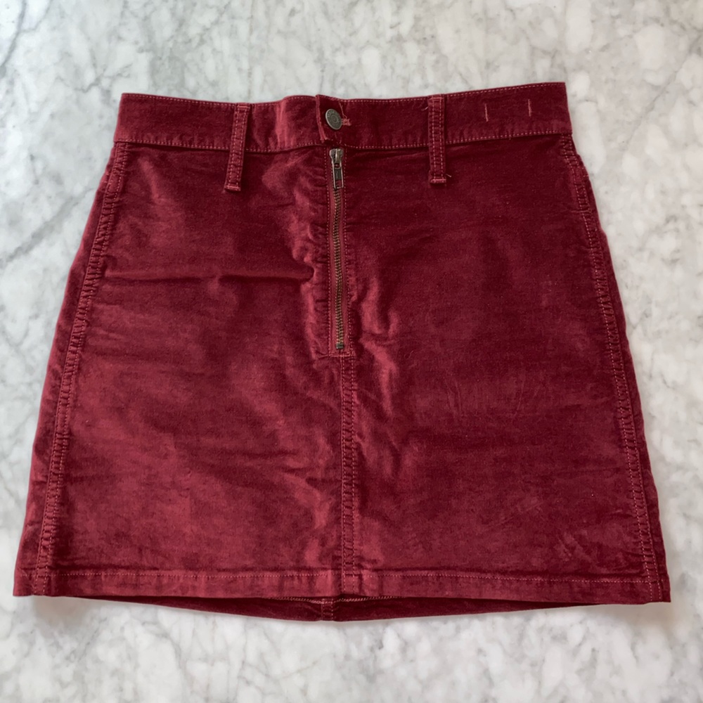 Madewell red velvet skirt sz 25 - Picture 1 of 2